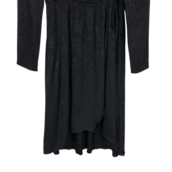 Express Black Satin Damask Faux Wrap Dress - Picture 3 of 9